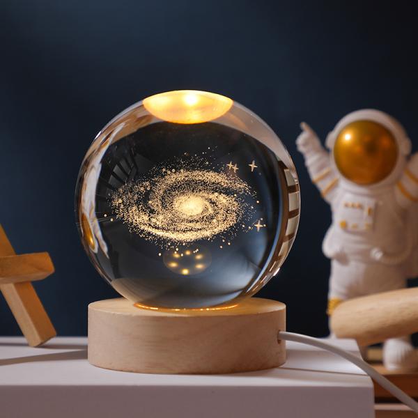 Glass globes with illuminated base. Multiple designs to suit different tastes.