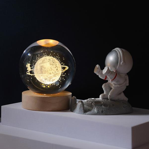 Glass globes with illuminated base. Multiple designs to suit different tastes.