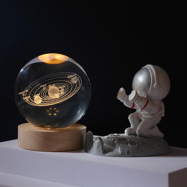 Glass globes with illuminated base. Multiple designs to suit different tastes.