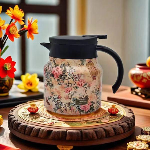 1 liter thermal jug made of genuine 316 stainless steel, keeps heat for more than 24 hours, with a luxurious artistic design