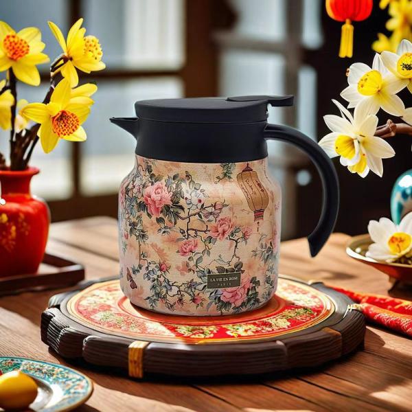 1 liter thermal jug made of genuine 316 stainless steel, keeps heat for more than 24 hours, with a luxurious artistic design