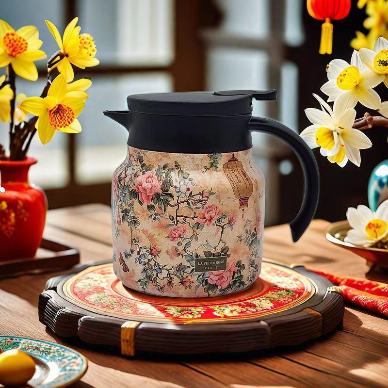 1 liter thermal jug made of genuine 316 stainless steel, keeps heat for more than 24 hours, with a luxurious artistic design